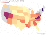 Increase in Average Coal Cost by State ($/MWh)