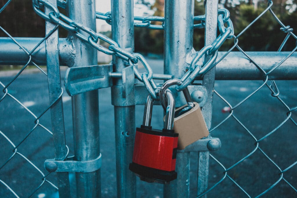 Locked gate, Shutterstock ID#1117044404