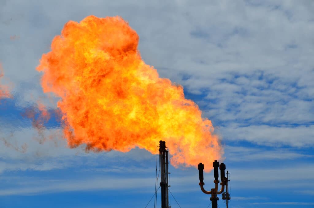 Natural gas plant flare, Shutterstock ID#1781676872