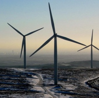 Wind turbines in the snow